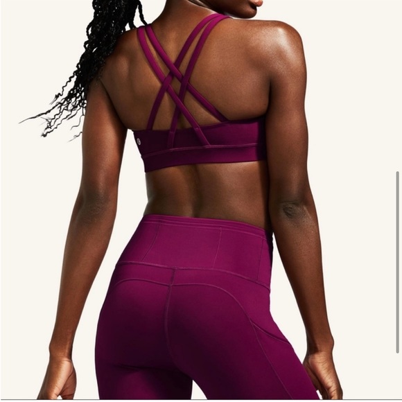 Lululemon Athletica Peloton Fuschia Strappy Energy Sports Bra Size Medium - Picture 4 of 12